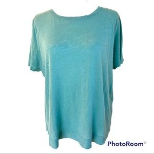 Eileen Fisher 100% Organic Linen Top Boxy Cut Sea Foam Green Large